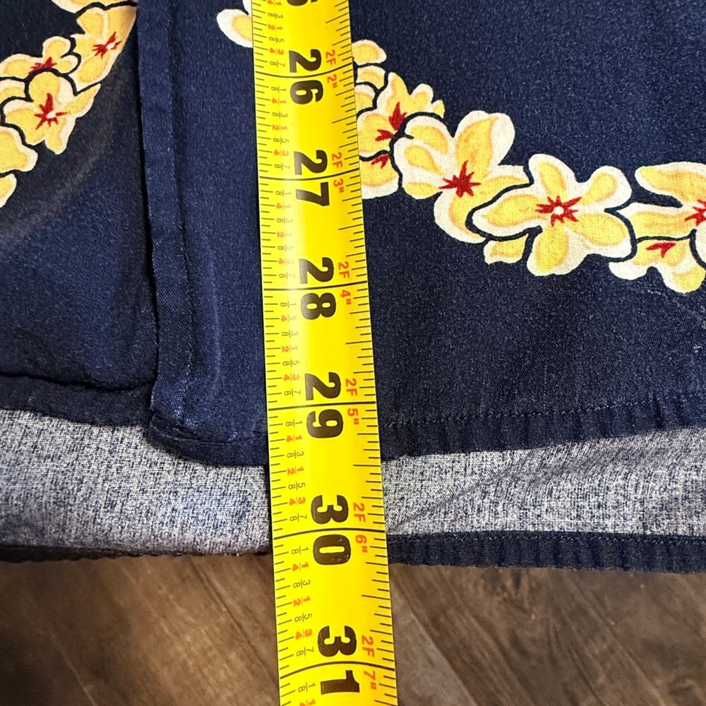 Tommy Hilfiger Vintage Mens Hawaiian Lei Hula‎ Girl Aloha Shirt, Navy Yellow, XL - Picture 13 of 13